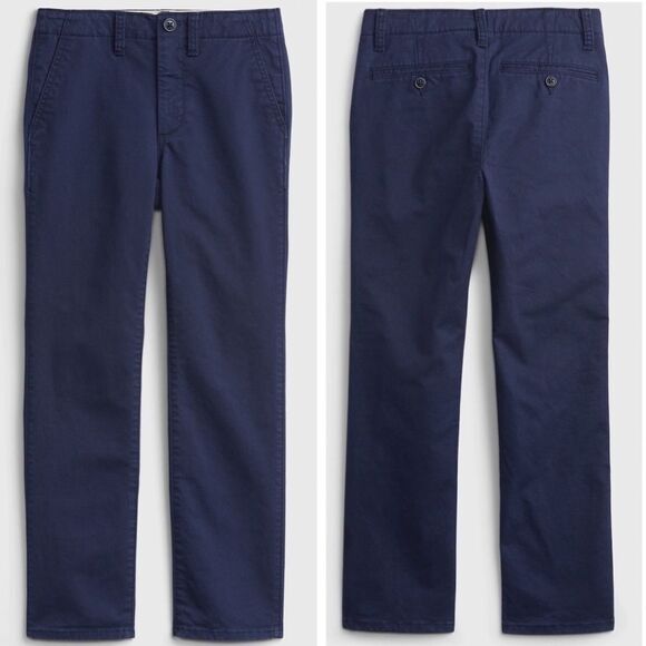 Gap Kids Dressy Uniform Navy Straight Khakis with Washwell Size 10H Husky - Picture 1 of 9